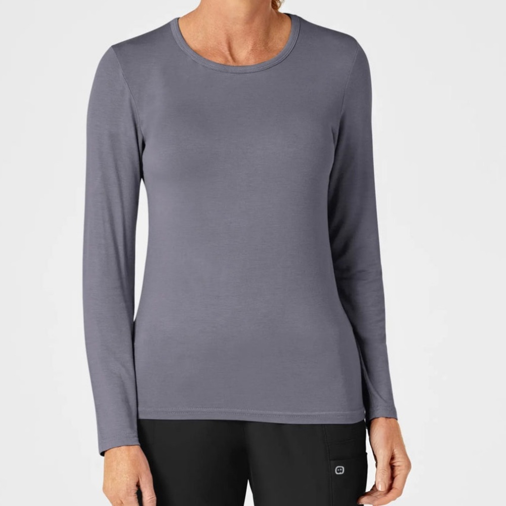Long sleeve silky tee pewter grey
